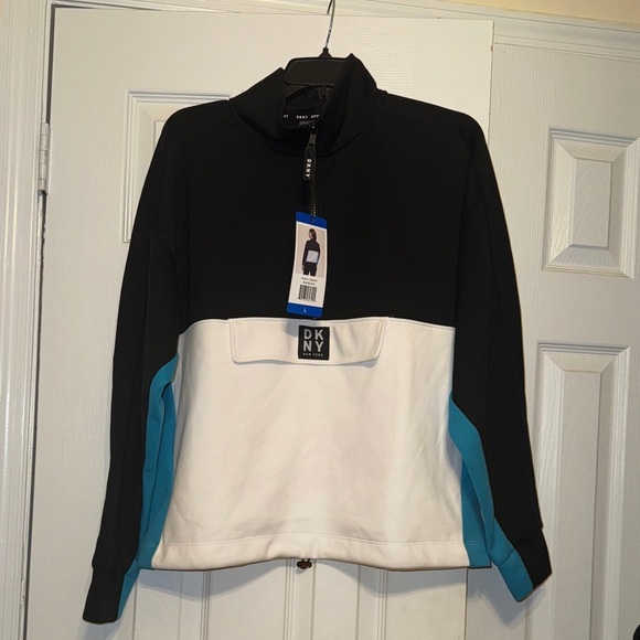 Dkny Sweaters - DKNY Black, White, and Teal Jacket